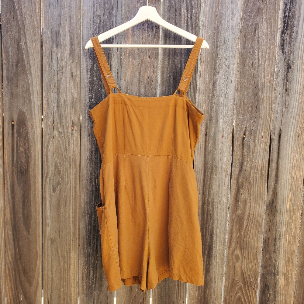 Happy × Nature Kate Hudson Linen Shorts Jumpsuit Overall Romper - Picture 3 of 9